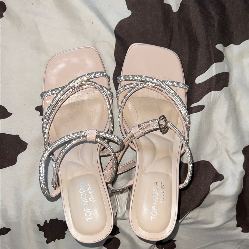 TOP Moda Women's Blush Strappy Heels